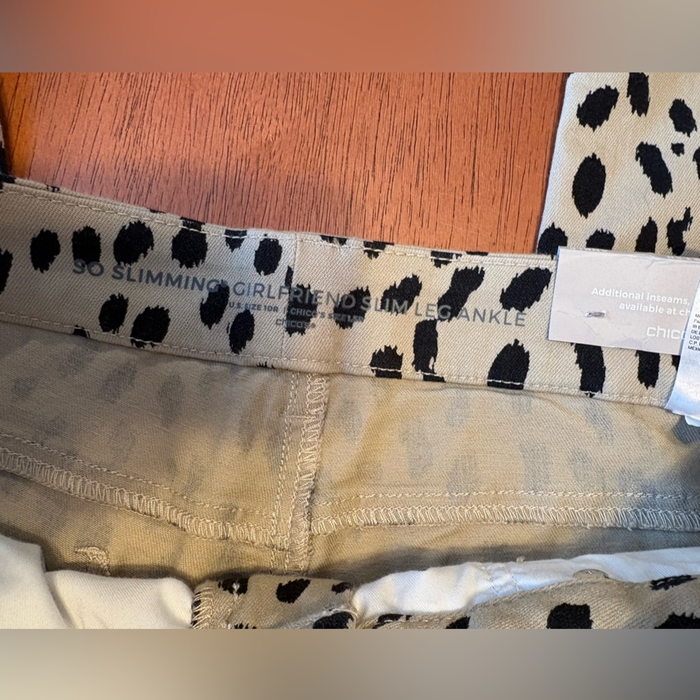 Chico's Black and Cream Animal Print Pants - Picture 5 of 9